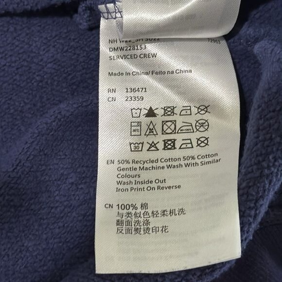 Deus Ex Machina Navy Sweatshirt XXL Recycled Cotton Mens Pullover Crewneck - Picture 4 of 9